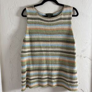 Eddie Bauer Striped Knit Sleeveless Top Womens Size  XL  Linen Blend